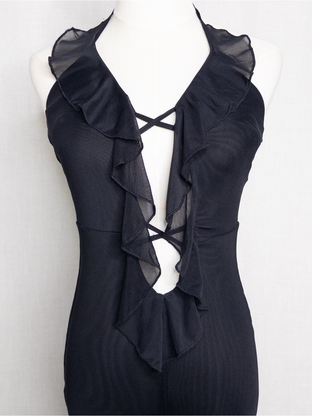 Outcast Maylyn Black Halter Ruffle Flare Jumpsuit Size S - Picture 3 of 10